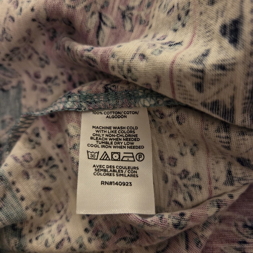 Loft sz XL floral geo print short slv t-shirt NWT boho casual garden spring - Picture 9 of 11